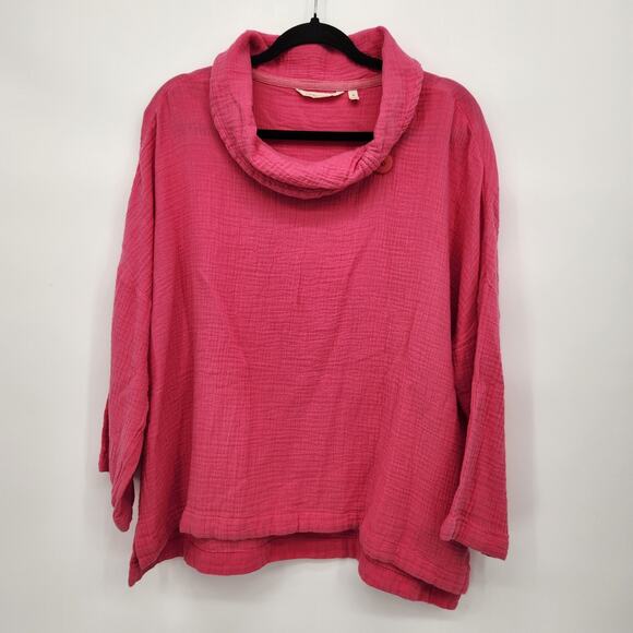 Soft Surroundings Giovinezza Raspberry Pink Slub Cotton Blouse Top Women's XL - Picture 2 of 11